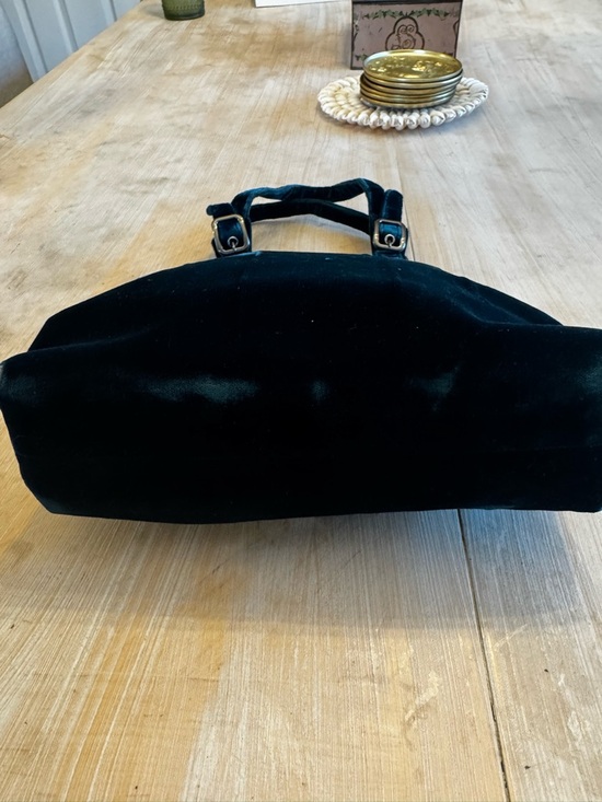 Vintage Prada 1997 Velluto Frame Sera Dark Teal Velvet Frame Bag - Picture 3 of 9